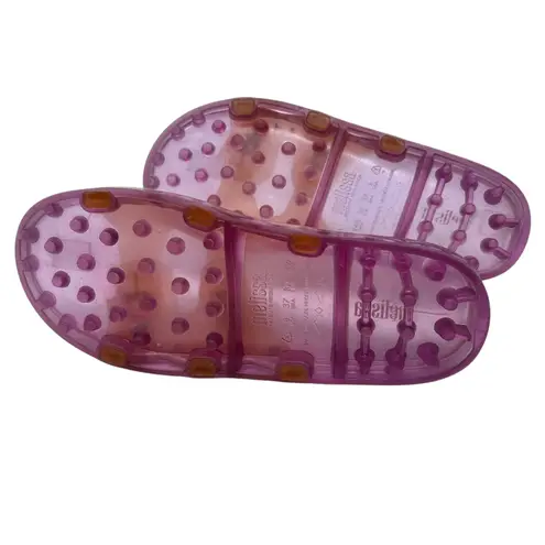 Melissa Wide Slide Sandals Buckle Flat Jelly Rubber Pink Orange Size US 8