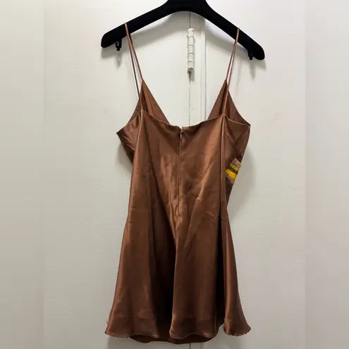 Julie Brown Y2K Chocolate Brown Silk Babydoll Top Size 8