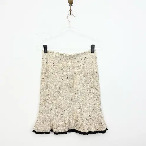 Monique Lhuillier Tweed Bouclé Skirt Cream Black Trim Silk Lined