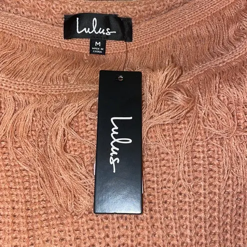 NWT LULUS Sew Prepared Dusty Rose Fringe Knit Off the