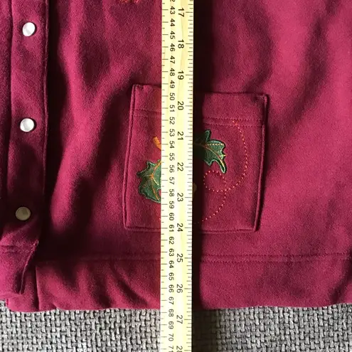 Classic Elements Autumn Leaf Burgundy Sweater Embroidered Grandmacore Fall Style