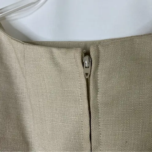 Handmade | Tan Mini Shift Dress Crochet Lace Hem Womens Small