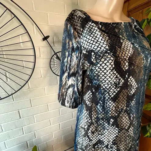 Connected Apparel multicolor abstract print bodycon dress size 6 EUC