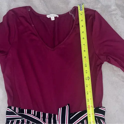 Ultra Flirt Red and Black Jumpsuit with Striking Stripes and Belt Size Large