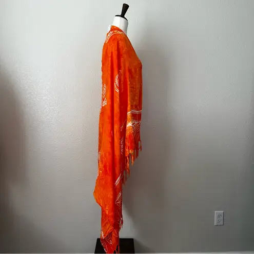 Orange Boho Sea Shells Fringe Sarong or Beach Blanket Size undefined