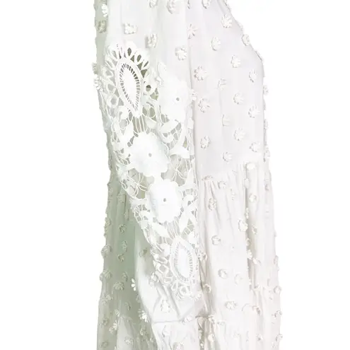 Cami NYC Carolina Floral Applique White Long Sleeve Mini Dress Size Small