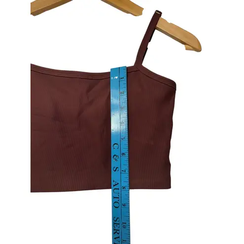 Wilo Ribbed Crop Tank Top Brown Spaghetti Strap Loungewear Active Ribbed Medium