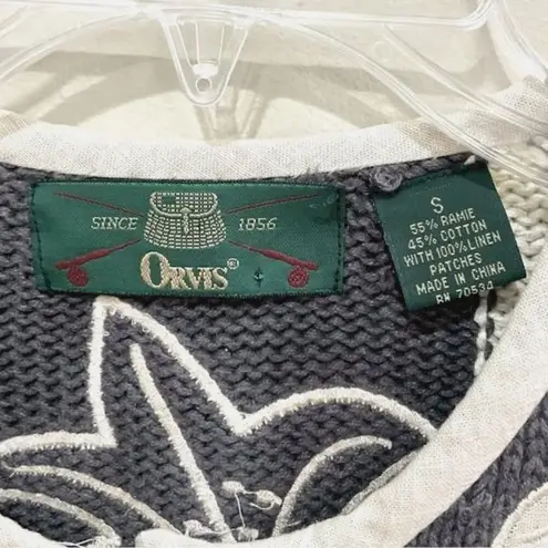 Orvis Vintage Patchwork Cardigan Sweater Oatmeal Sz Small Button Front Grandma