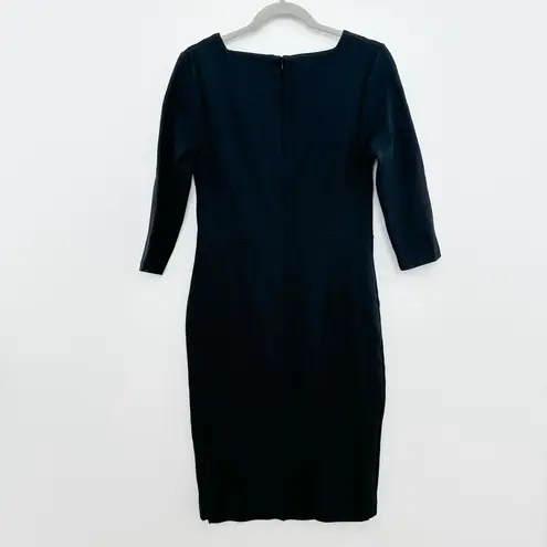 Boden Sweetheart Neck 3/4 Sleeves Sheath Knee Length Dress Black Size 8