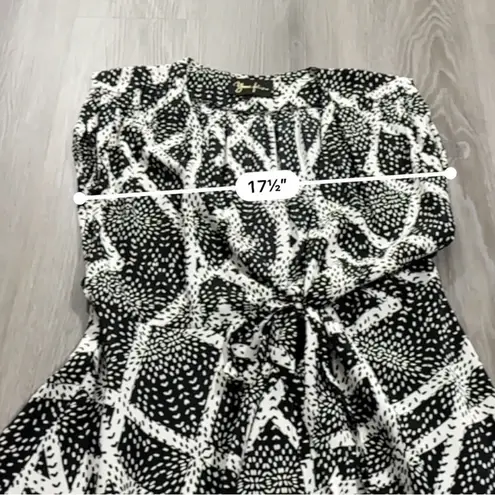 Yumi Kim 9-5 100% Silk Black & White Dimond Geometric Wrap Mini Dress Size S