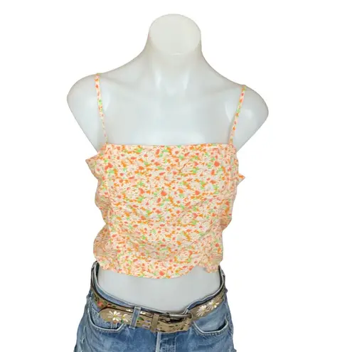 Nordstrom Ruched Calico Crop Camisole MEDIUM Daisy Print Smocked Ruched Nordstorm BP NEW