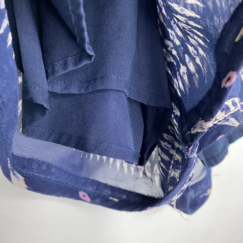 Joie  Bogen Navy Blue 100% Silk Printed Elastic Waist Shorts Women's Size Small S