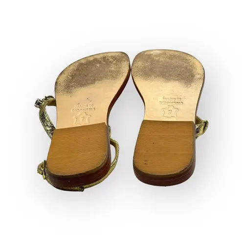 Trina Turk Mystique x  𖦹 Ankle Strap Thong Crystal Sandal 𖦹 Natural Leather 7M