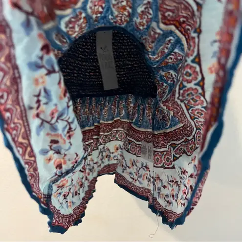 Patrons of Peace Floral Paisley Patterned Smocked Peplum Top Sleeveless Size L