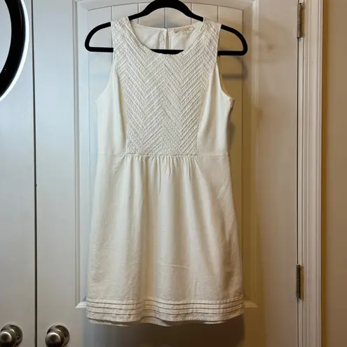 Under Skies White Sleeveless Textured Chevron Detail Fit and Flare Dress Sz S #