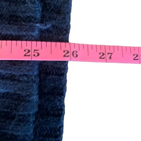 Roberto Collina Large Navy Rib Knit Zip Up Sweater Removable Fur Collar Grandma Blue