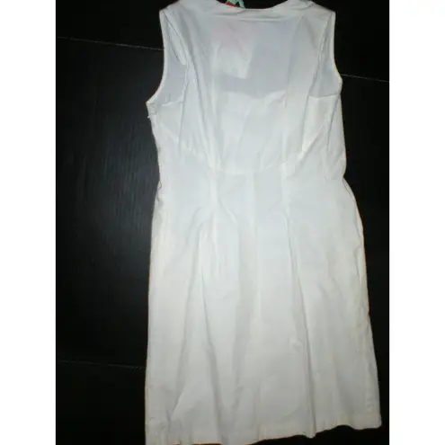 New Womens 4 S NWT Designer Brian Dales White Dress 40 Cotton Stones Tan Italy