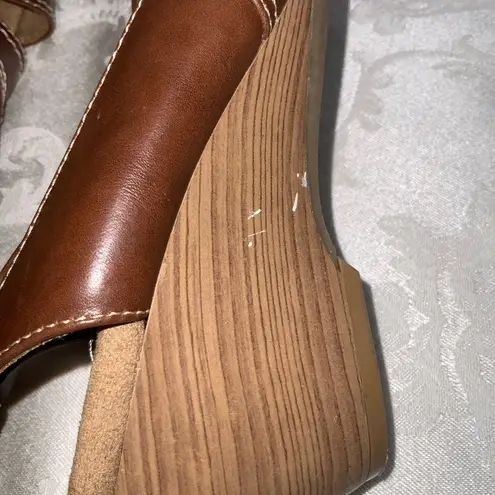 Mountain Sole Women’s Brown 3” Wedge Strappy Sling Back Open Toe Sandals 9.5