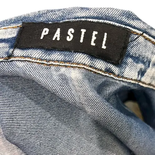 Pastels Clothing Multicolor Feather Blouse with Denim Details Small Red