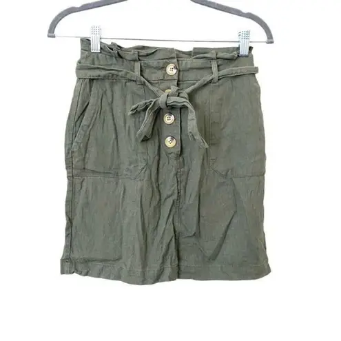 Oasis Linen Blend Buttoned Mini Skirt Sz2