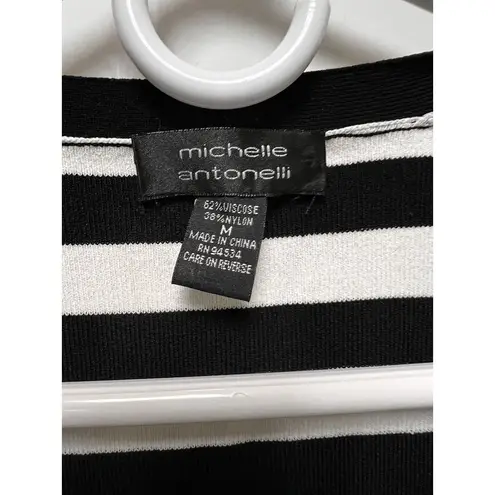 Michelle Antonelli Women's‎ Size Medium VNeck Sweater Knit White Black BBC