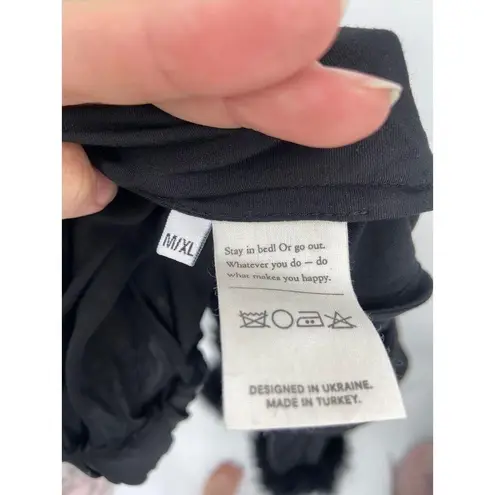 Sleeper Boudoir Black Feather-Embellished Lounge Pajama Pants