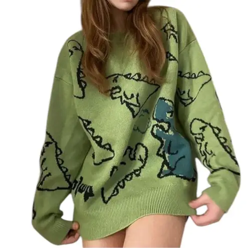 Aelfric Eden Green Dinosaur Print Sweater - See Measurements ๐
