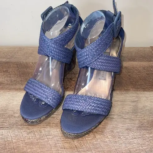 Dana Buchman Vintage Summer Woven Platform Wedge Sandals Blue Purple Size 10