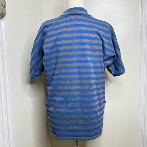 Wet Seal Vintage Y2K  Open Front Striped Blazer Jacket Size Medium Blue Gray