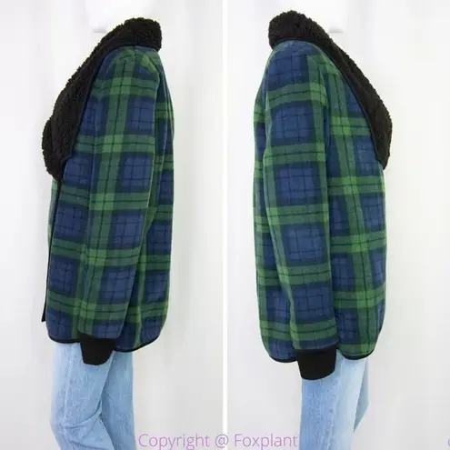 Jachs Girlfriend NWT green blue plaid Buffalo Sherpa jacket, size M