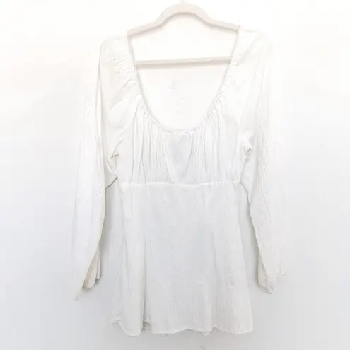 Up Front Womens Milkmaid Top Size L White Peasant Boho Cottage Babydoll Fairy Size L