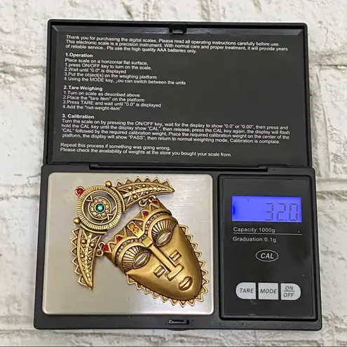 Vintage AVON African Tribal Mask Face Rhinestones Brooch