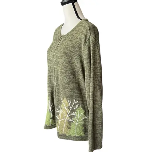 Breckenridge Vtg. embroidered winter scene wool blend sweater zip front cardigan Sz. 2X