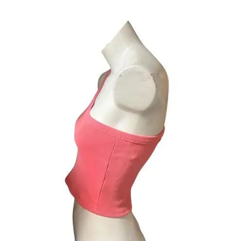 Nectar Clothing Women's One Shoulder Pink Rib-Knit Crop Tank Top Size M