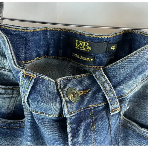 L&B Lucky & Blessed Distressed Skinny Jeans Snakeskin Accent Women Size 4 Blue