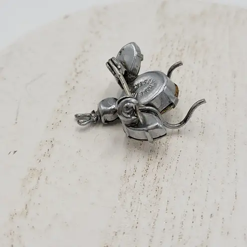 Vintage 1960 Austrian Crystal 3D Bug Brooch Silver Tone Insect Pin
