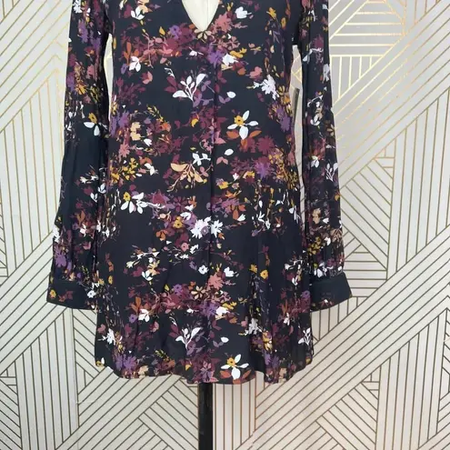 Flynn Skye Leah Mini Dress Black Purple Floral Print Size XS