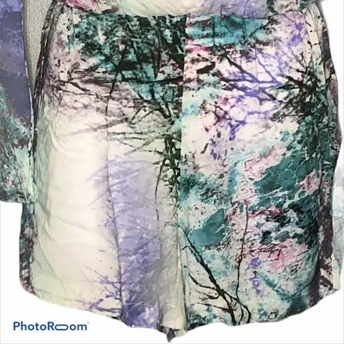 Etnafele White Floral Faux Wrap Romper Medium Bell Sleeve V