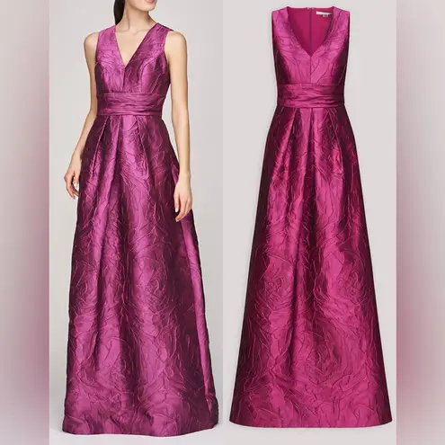 Kay Unger NEW  Mariah Crinkle Pleated Sangria pink ball Gown Sz 10