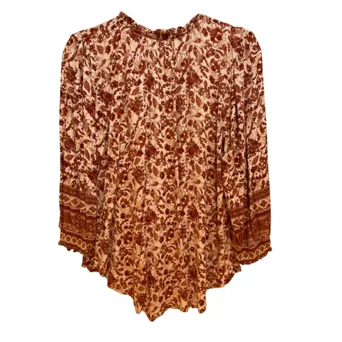 Mason & Belle Floral Print Blouse Button Down Long Sleeve Top Size L Pink Size L