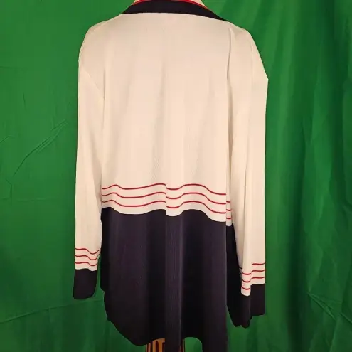 Misook Exclusively  Woman Womens Red‎ White Blue Open Cardigan 3X *Spots*