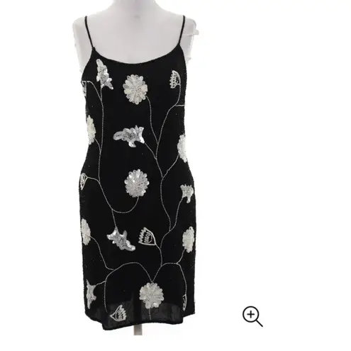 Styleworks Wicked 1990s Beaded Cocktail Dress with Jacket Sz 10 Black