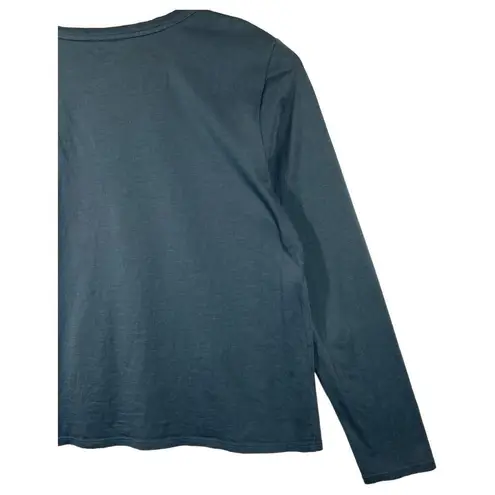 Eileen Fisher  Top Womens XS Organic Cotton V Neck Long Sleeve Cropped Gray