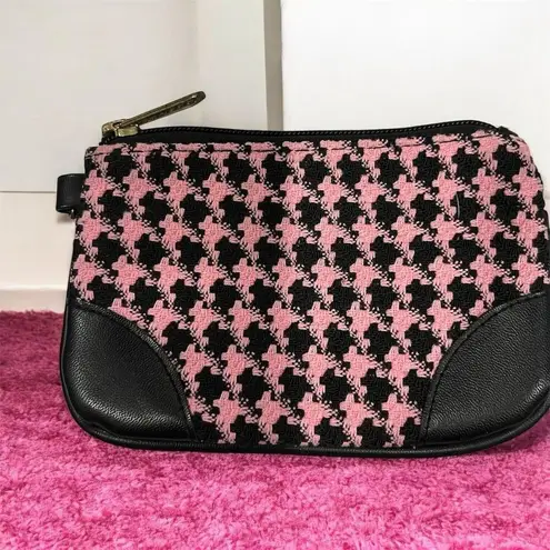 Sherpa Vintage Pink Houndstooth Pouch Classic Style