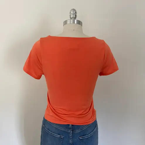 Live in the Moment Bright Orange Stretch Fitted Top 