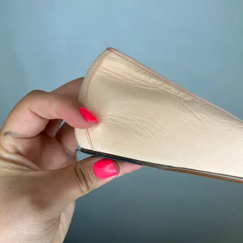 M.Gemi Leather Ballet Flats‎ Square Toe Bow Peach Nude Women's Shoes Pink Size 7.5