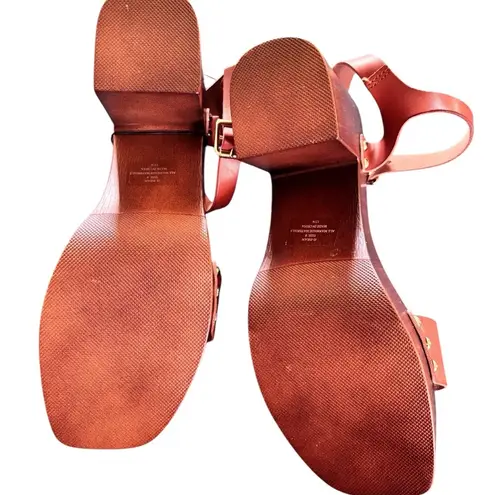 Madden Girl  G-Dean Faux Leather Square Toe Heel Sandal Sz 8 Rivets 3.5” Heel