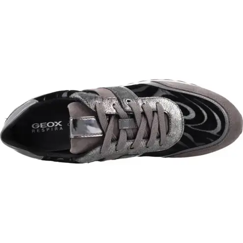 Geox Tabelya Sneakers Dark Grey, Black Velvet ,Suede Comfort Tennis Shoes 7 $170