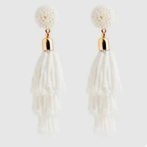 Rachel Zoe $55 Retail New Panacea White Beaded Tassel Earrings by 