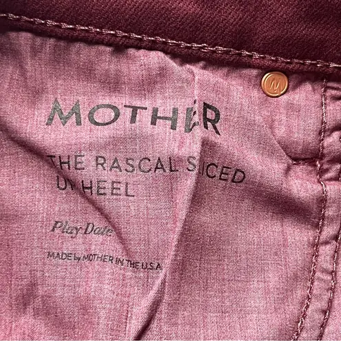 MOTHER Denim Mother The Rascal Sliced Up Heel Burgundy Play Date Denim Jean Women Size 26 NEW